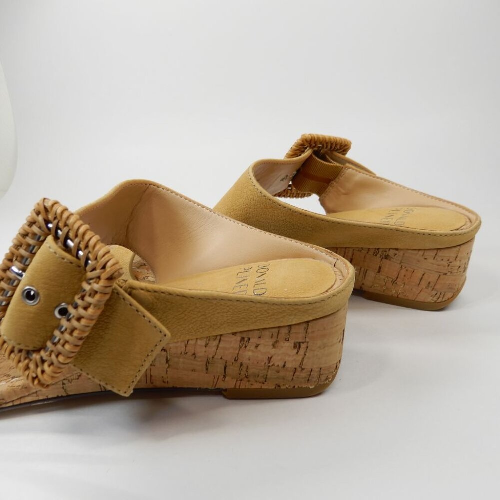 DONALD PLINER Vine SANDALS Size 7 Low Wedge Slide Slip On Honey Leather NEW - Picture 7 of 13